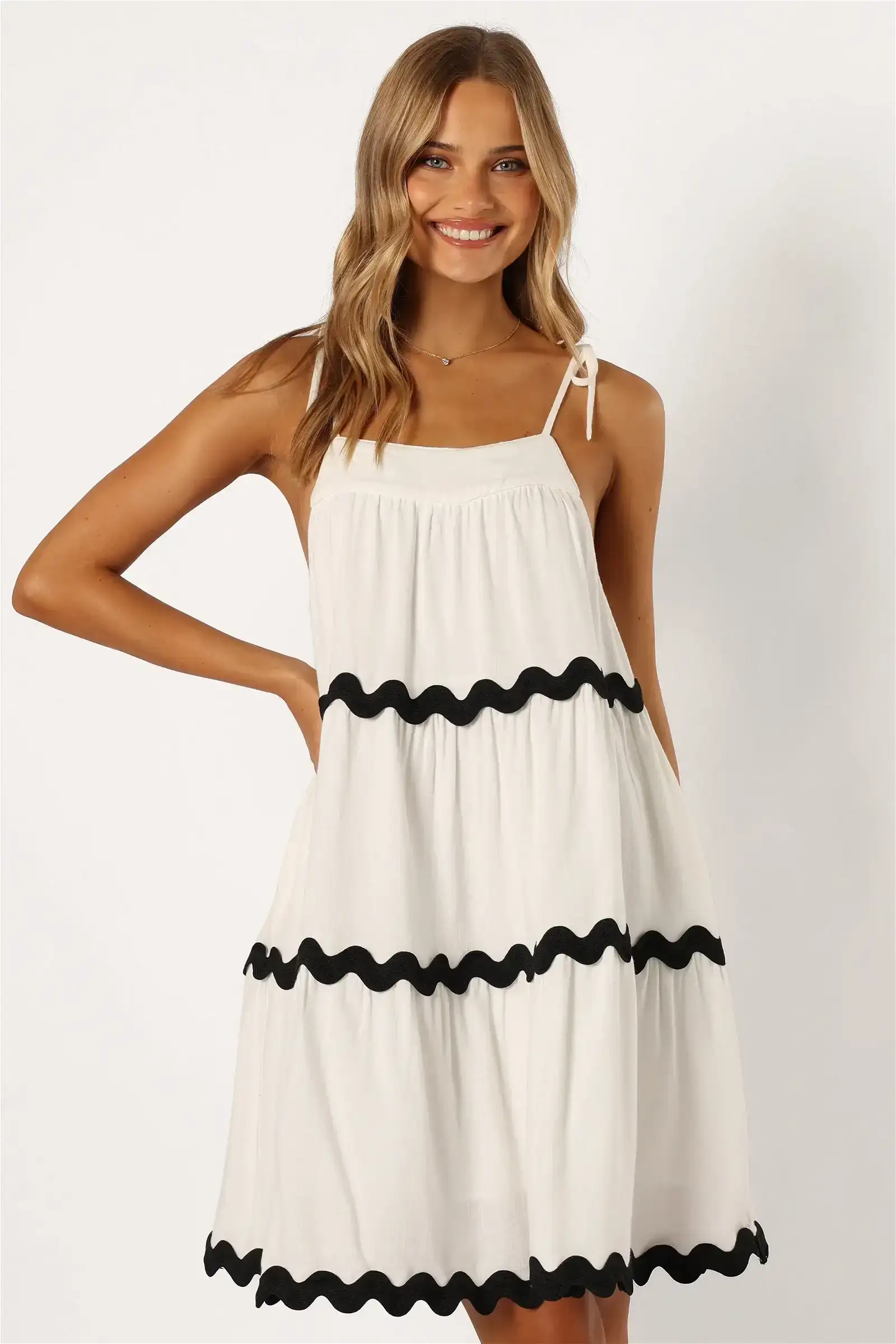 Image of Uma Mini Dress - White Black