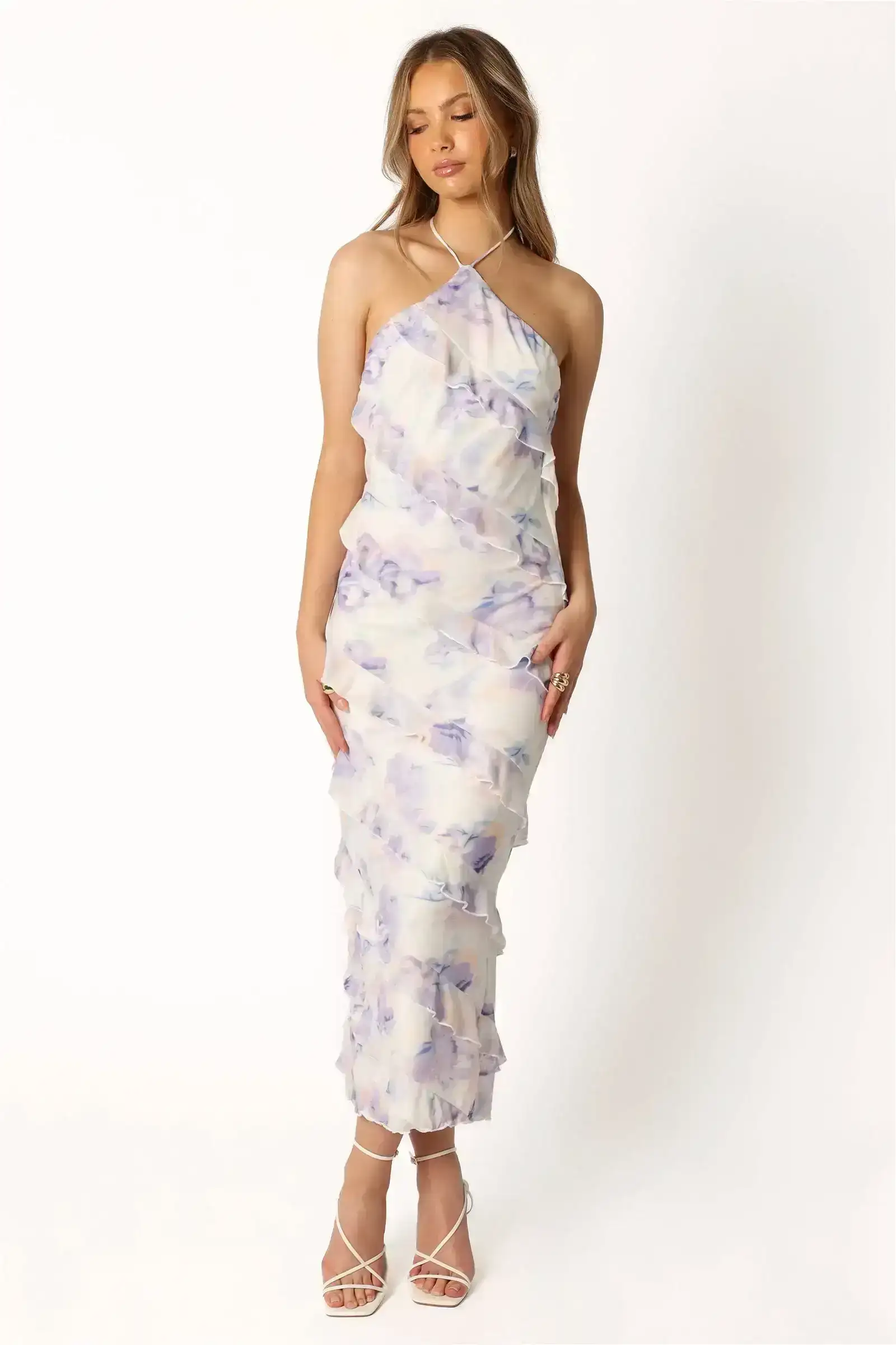 Image of Leanne Halterneck Maxi Dress - Purple Floral