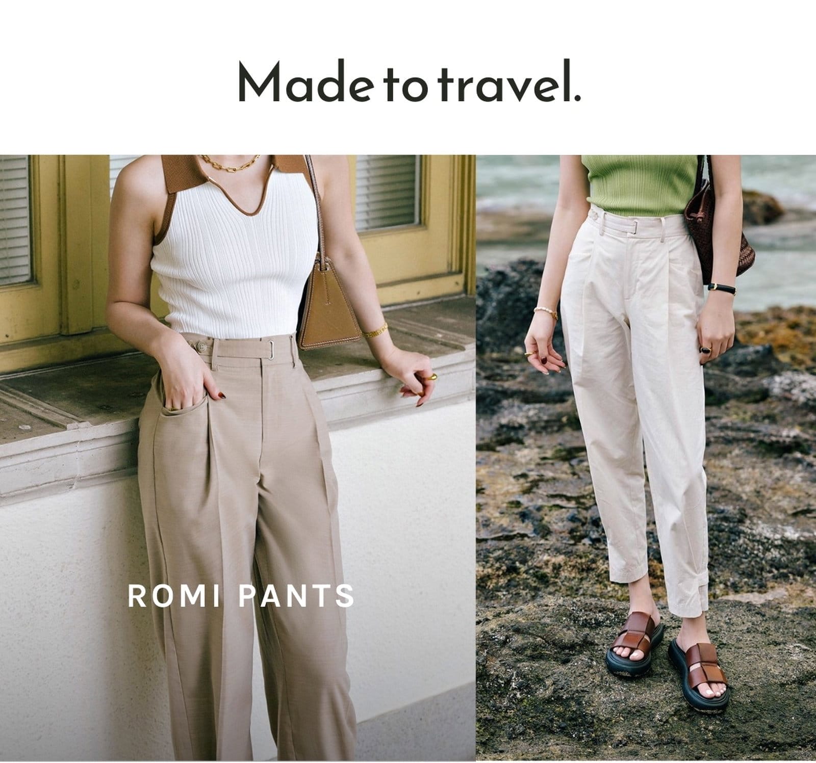 Made to travel. Elevate your everyday look with the Romi Pants. Pair them with a breezy blouse and sandals for a laid-back yet polished ensemble, perfect for strolling through city streets or exploring local markets. How is it made for Petites: Crafted with petite proportions in mind, the Romi Pants feature a self-adjusting strap for a customizable fit, ensuring comfort and style.