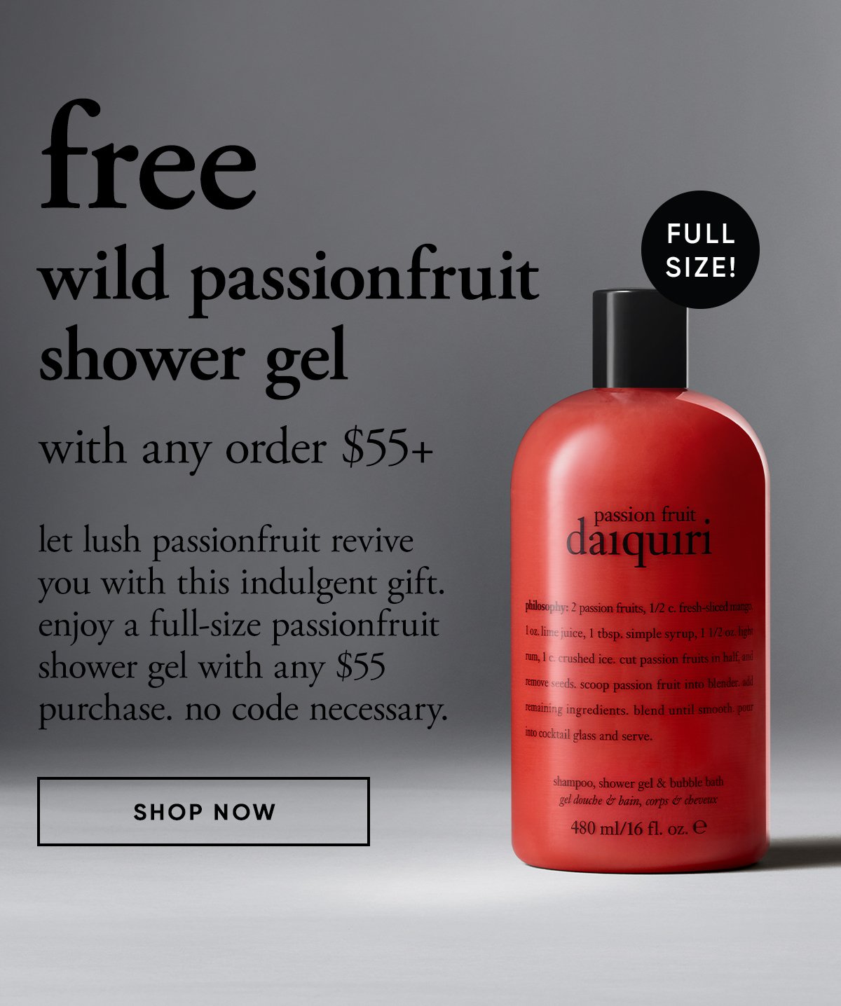 free shower gel with purchase