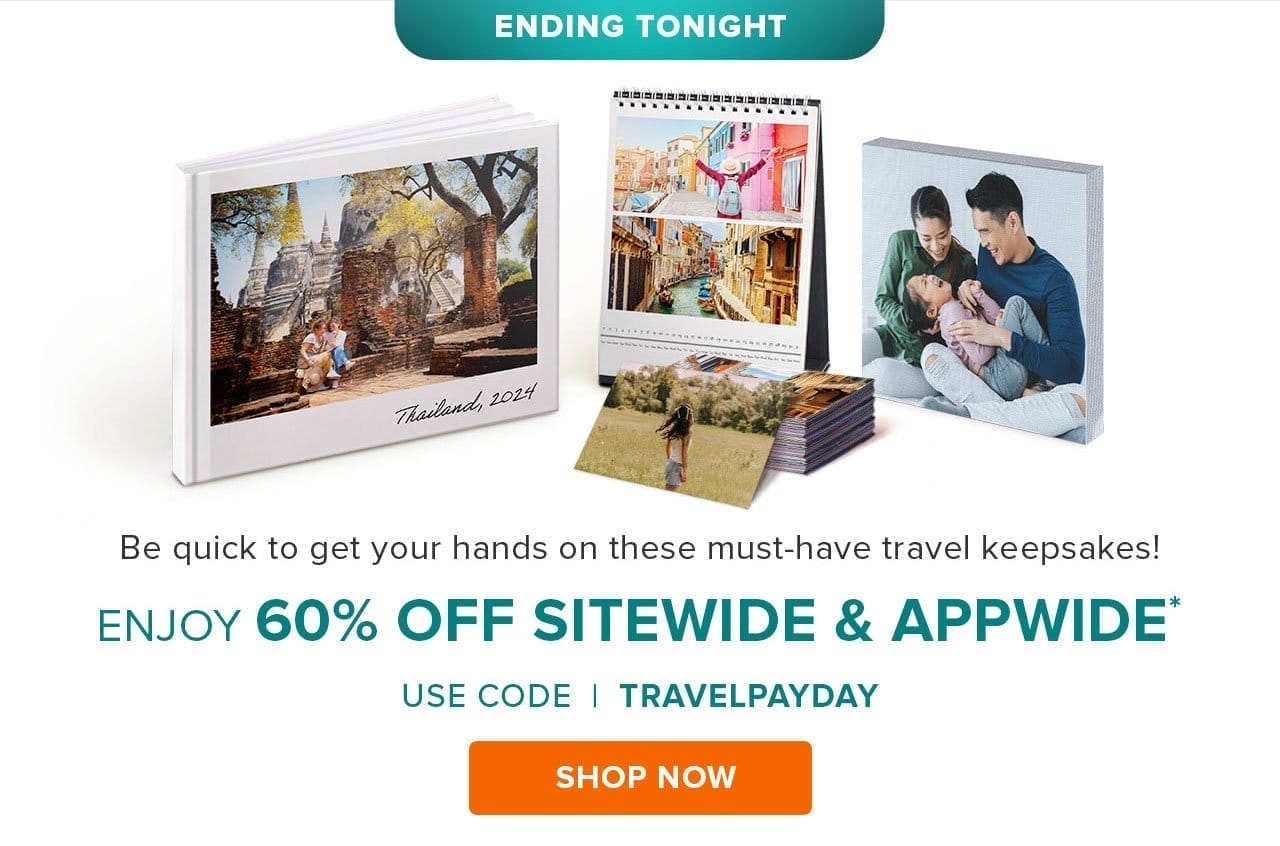 Ending tonight. Enjoy 60% off sitewide and appwide