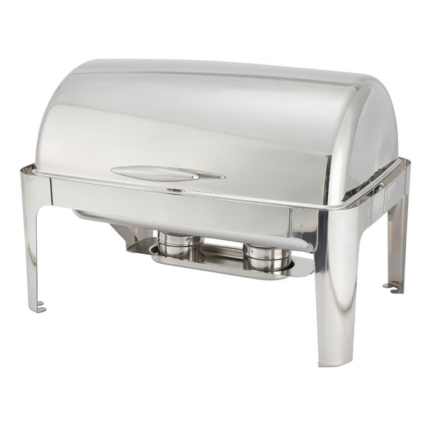 Image of Winco Madison Full Size Roll-Top Chafer, 601, Stainless Steel w/ Chafing Fuel Heat, 8 Qt. | 1/Each