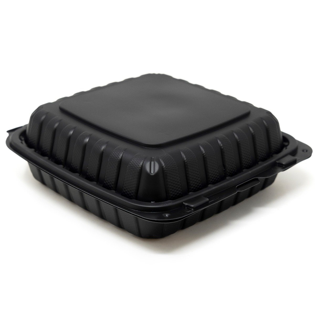 Image of SureEarth One Compartment Hinged Food Container, Eco-Friendly Black MFPP, 9" x 9" | 150/Case