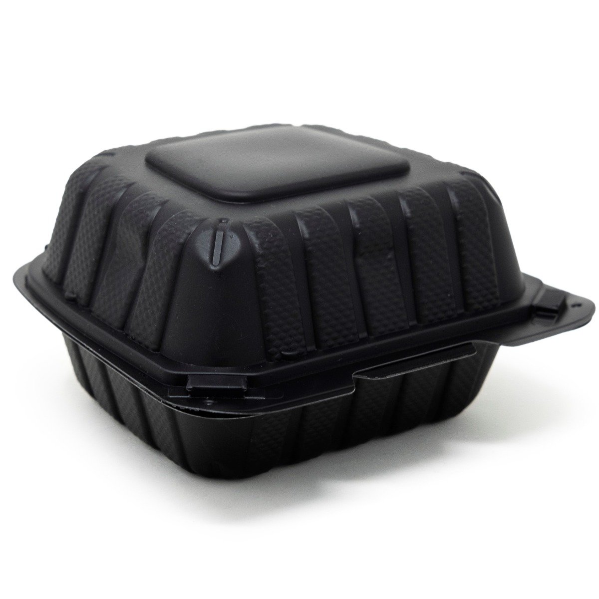 Image of SureEarth One Compartment MFPP Eco-Friendly Hinged Food Container, 6" x 6", Black | 300/Case 