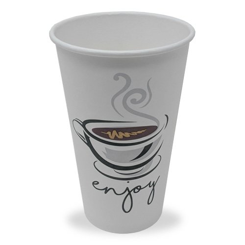 Image of MarketPRO 16 oz Paper Hot Cup with "Enjoy" Print | 1000/Case