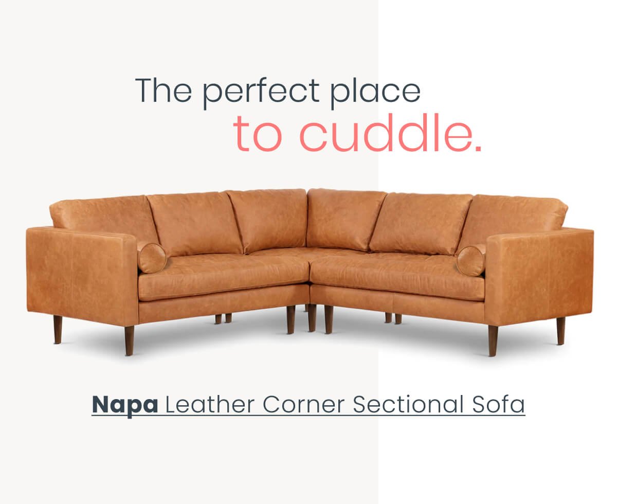 Napa Leather Corner Sectional Sofa 