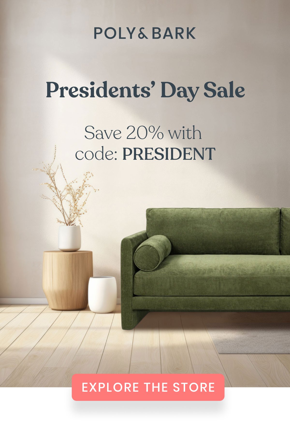 Presidents' Day Sale Save 20% with code: PRESIDENT