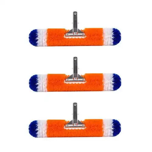 Image of 3-Pack 360-Degree Bristles Blue Torrent Pool Brush 18" Patented and Professional-Endorsed Orange