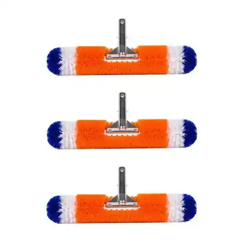 Image of 3-Pack 360-Degree Bristles Blue Torrent Pool Brush 18" Patented and Professional-Endorsed Orange