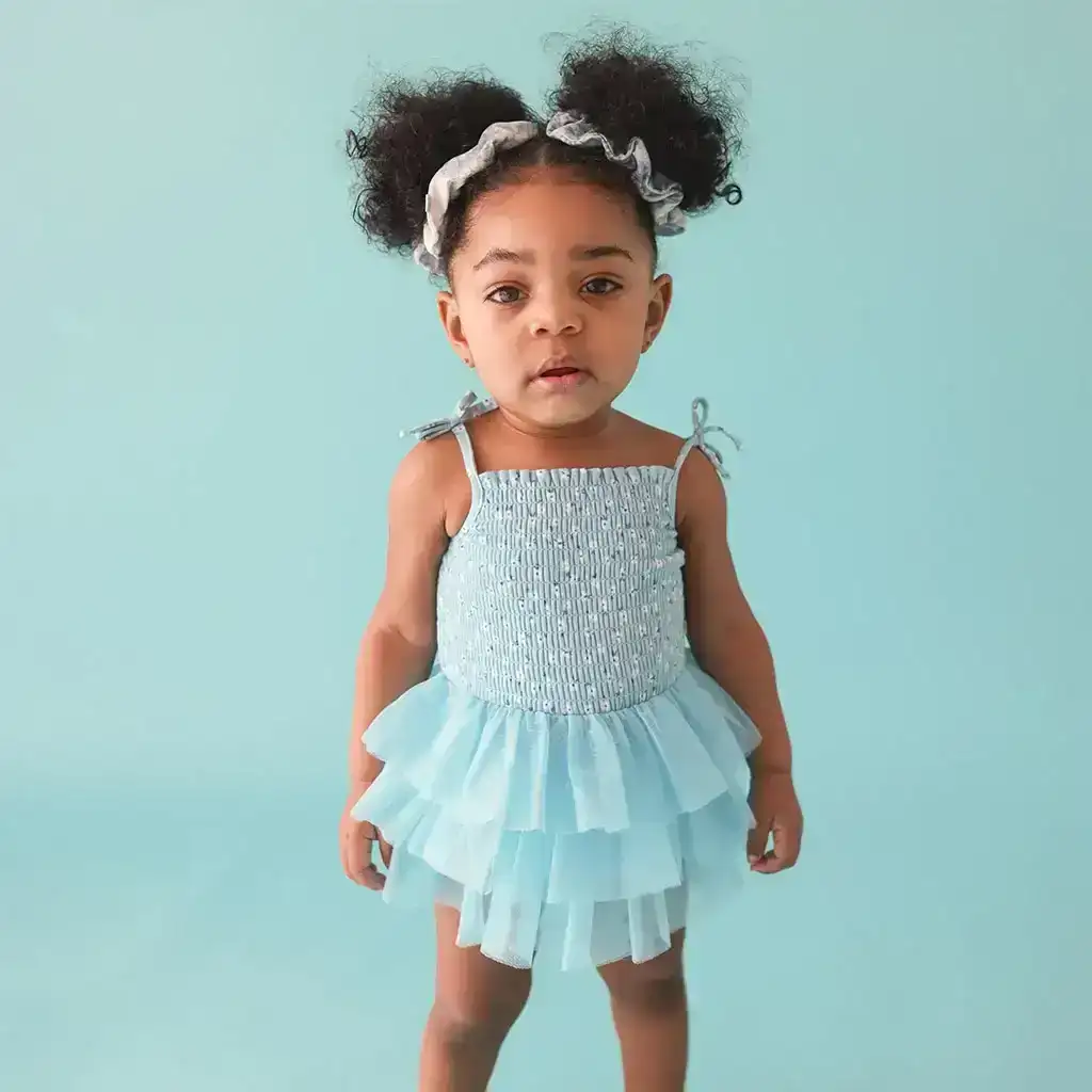 Image of Juliana Smocked Tulle Bodysuit Dress