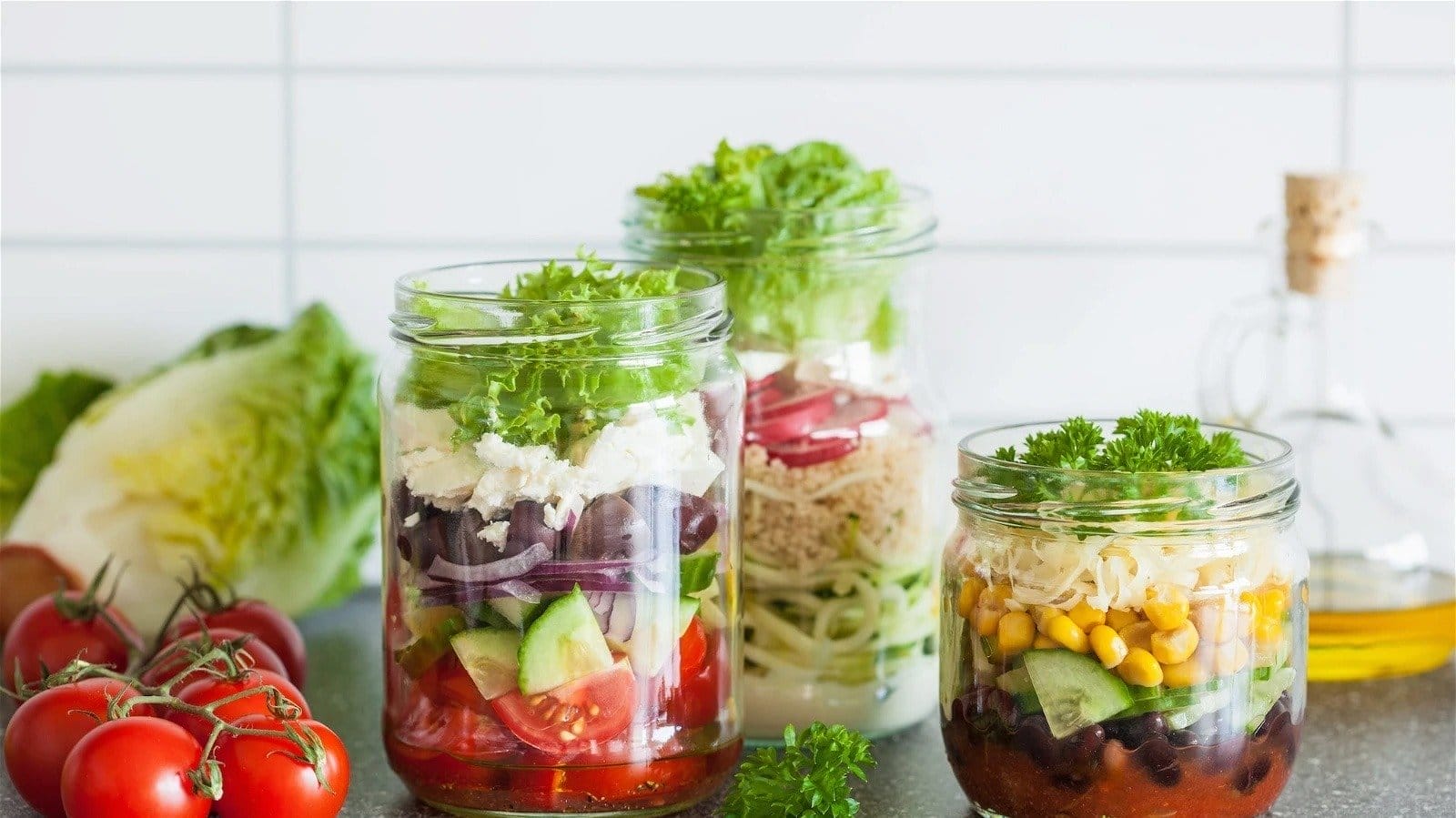 Salads in mason jars