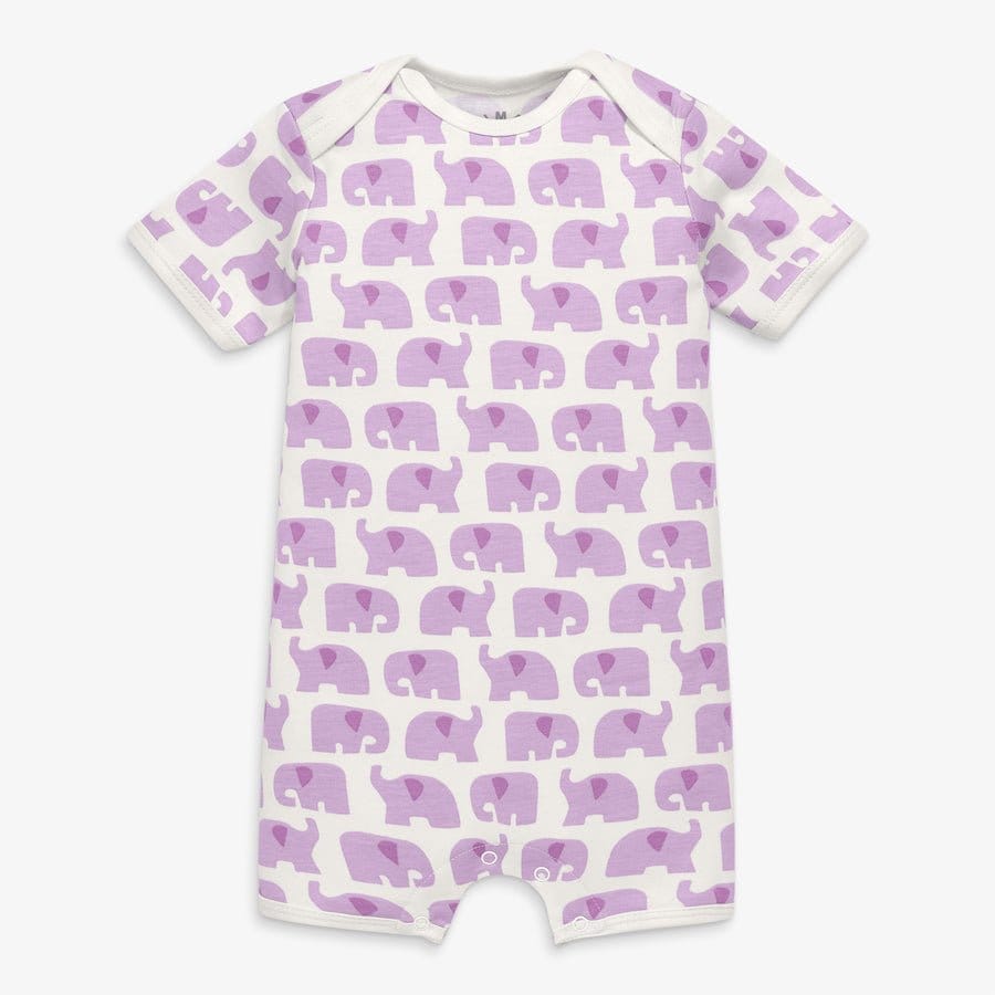 Organic interlock animal friends babysuit shortie