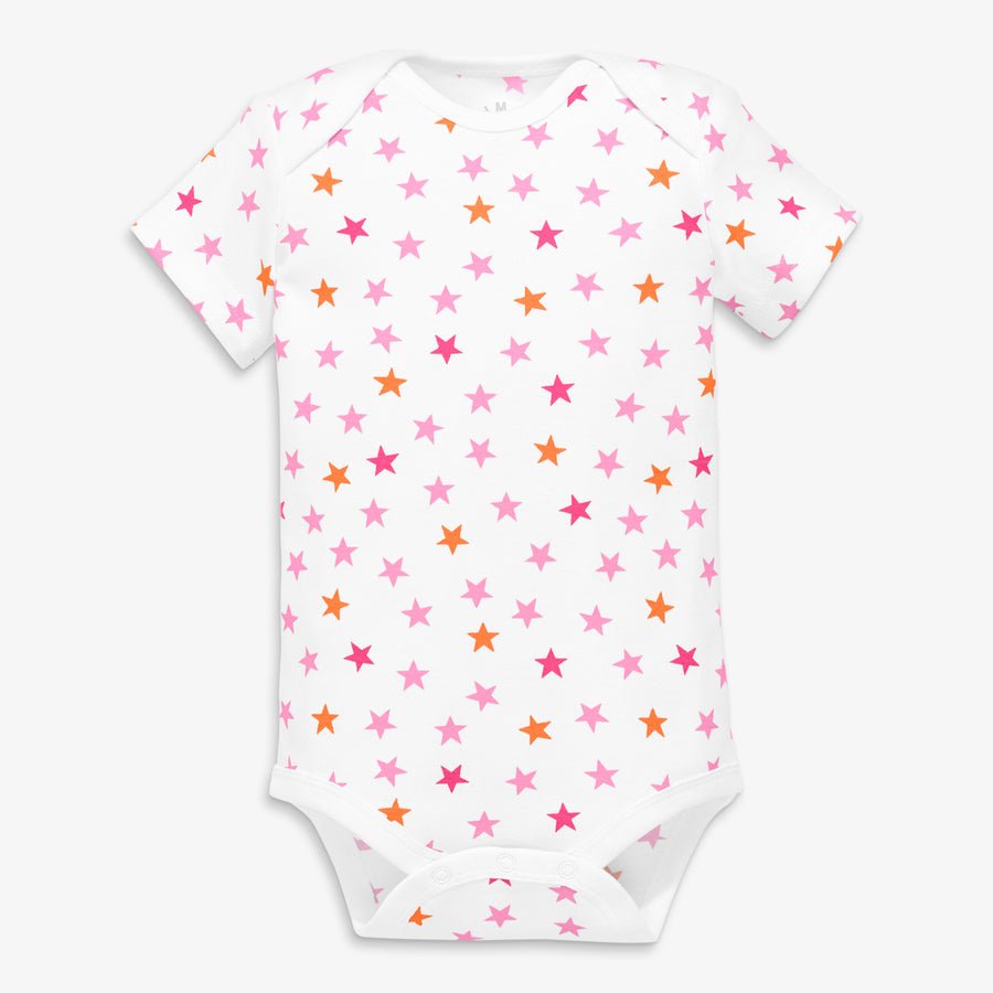 Organic short sleeve babysuit in mini star