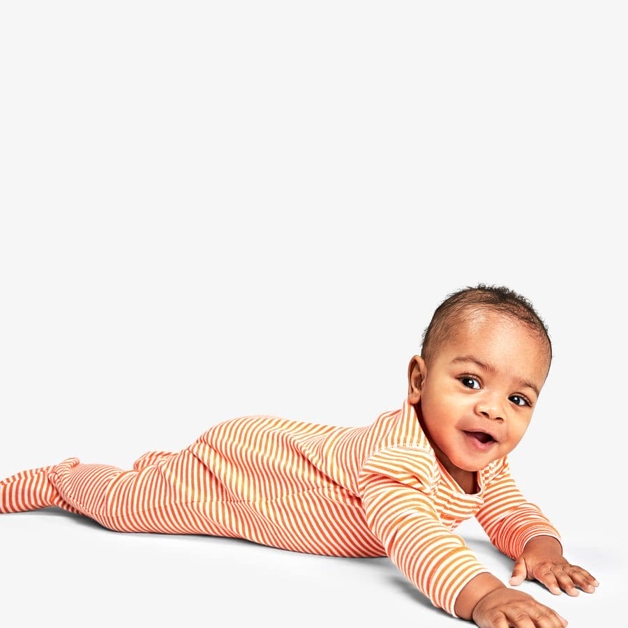 Baby organic zip footie in mini stripe