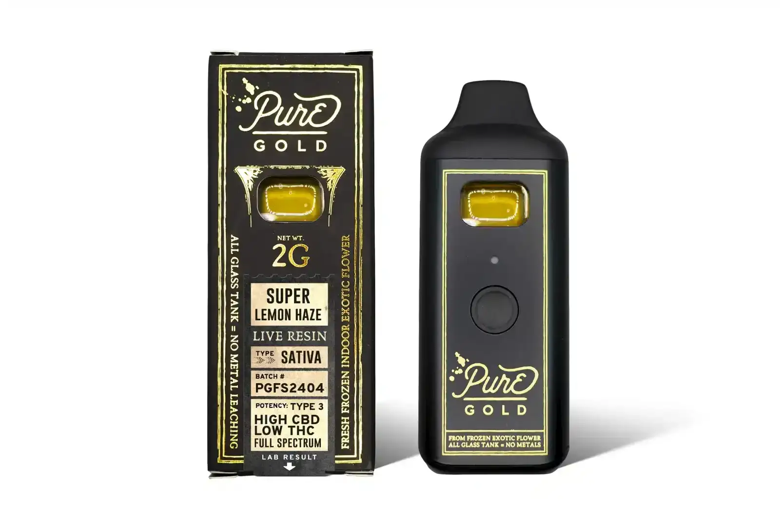 Image of 2G Full Spectrum CBD Disposable Vape Pen | Pure GOLD Live Resin (Copy) - Super Lemon Haze