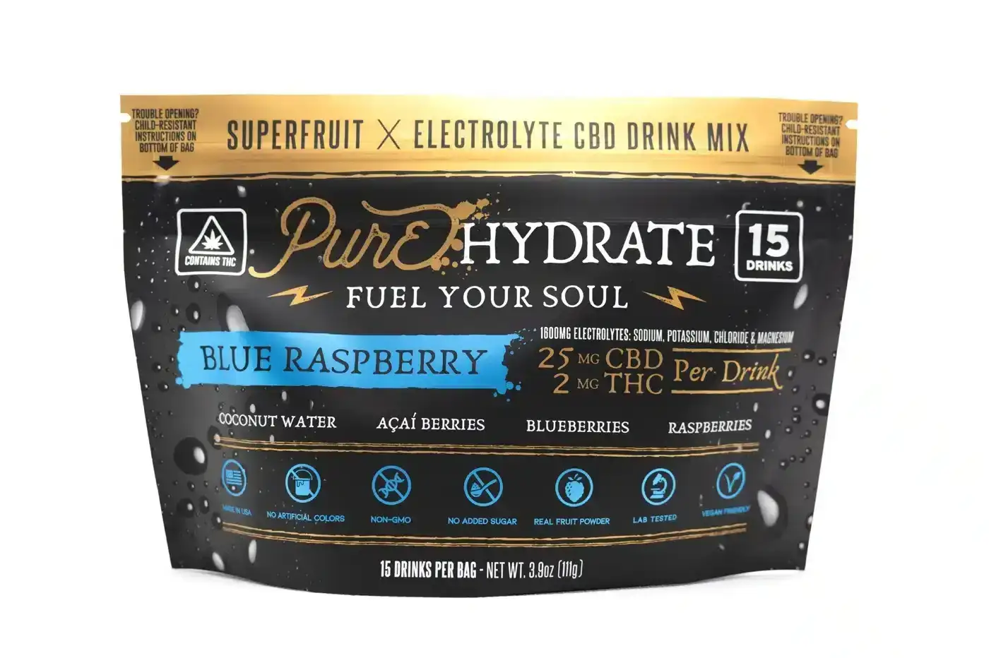 Image of CBD Drinks - Pure HYDRATE | Superfruits X Electrolytes - Blue Raspberry