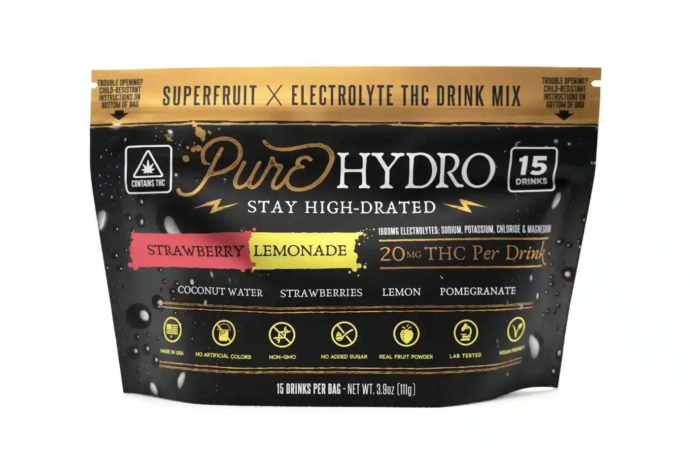 Image of Delta 9 Drink Mix - Pure HYDRO | Superfruits X Electrolytes - Strawberry Lemonade