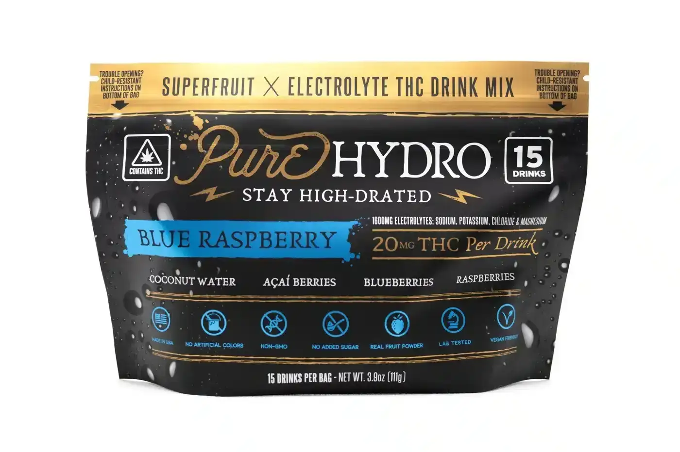 Image of Delta 9 Drink Mix - Pure HYDRO | Superfruits X Electrolytes - Blue Raspberry