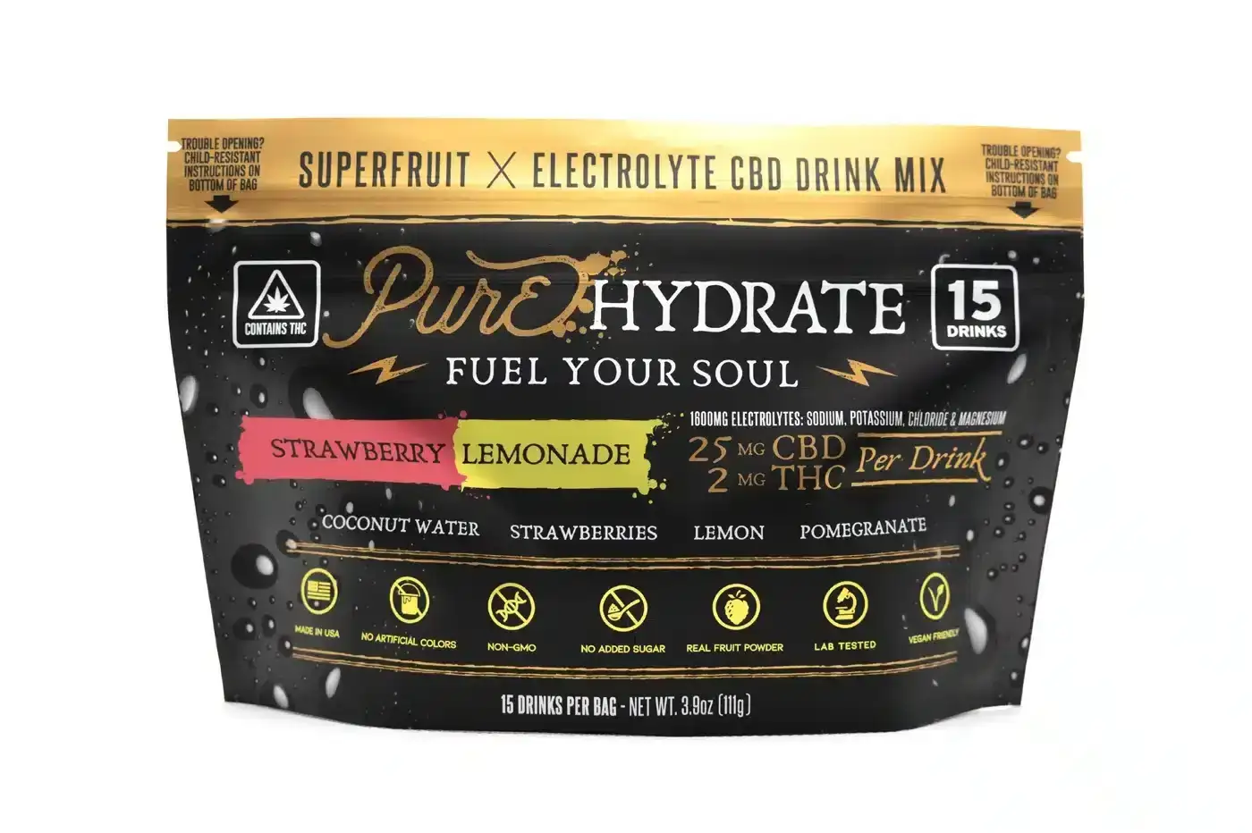 Image of CBD Drink Mix - Pure HYDRATE | Superfruits X Electrolytes - Strawberry Lemonade