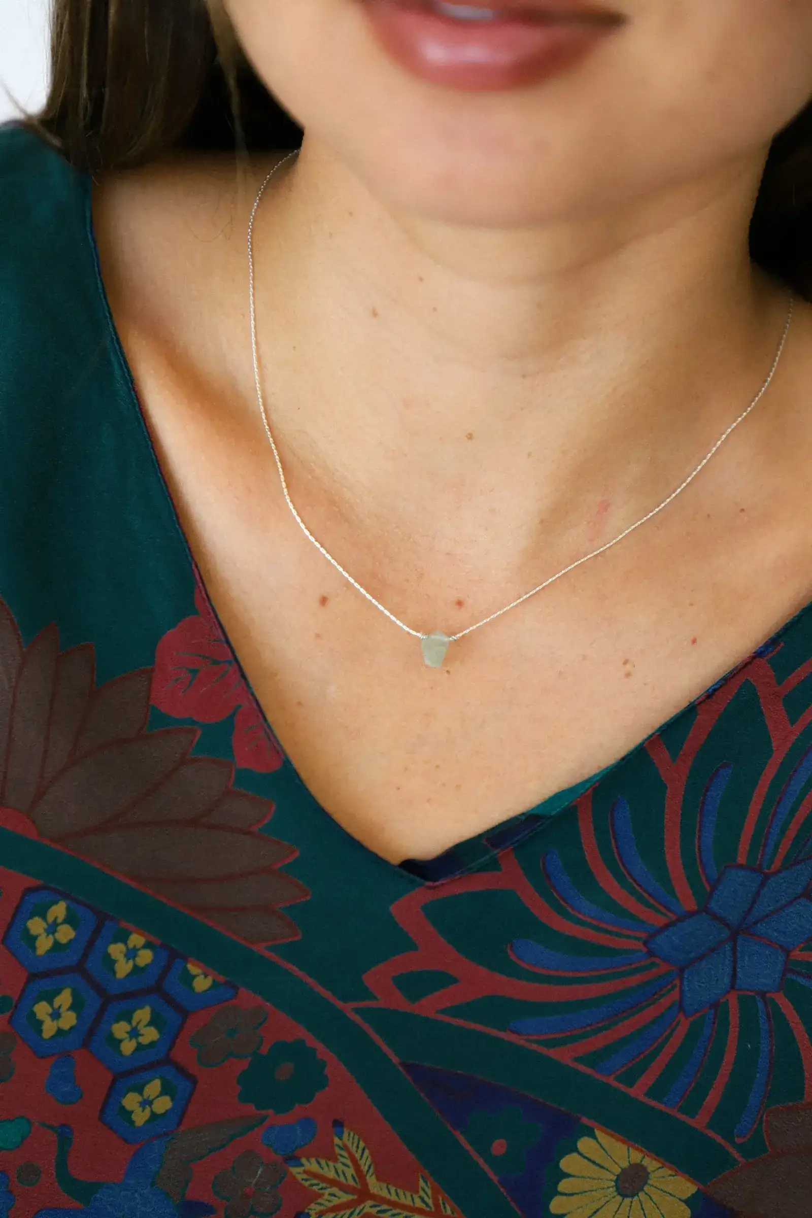 Image of Silver Aquamarine Itty Bitty Necklace