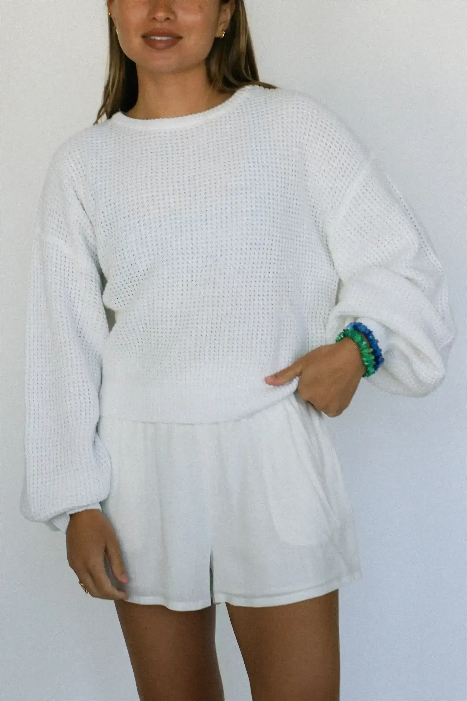 Image of White Classic Knit Jumper