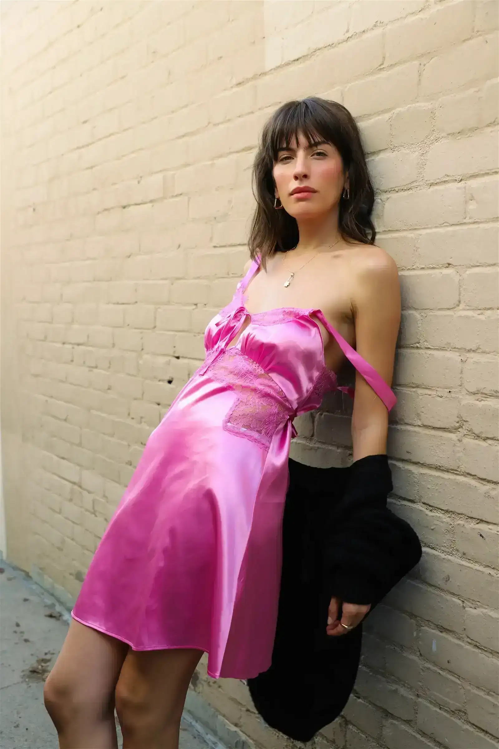 Image of Pink Satin Rina Dress