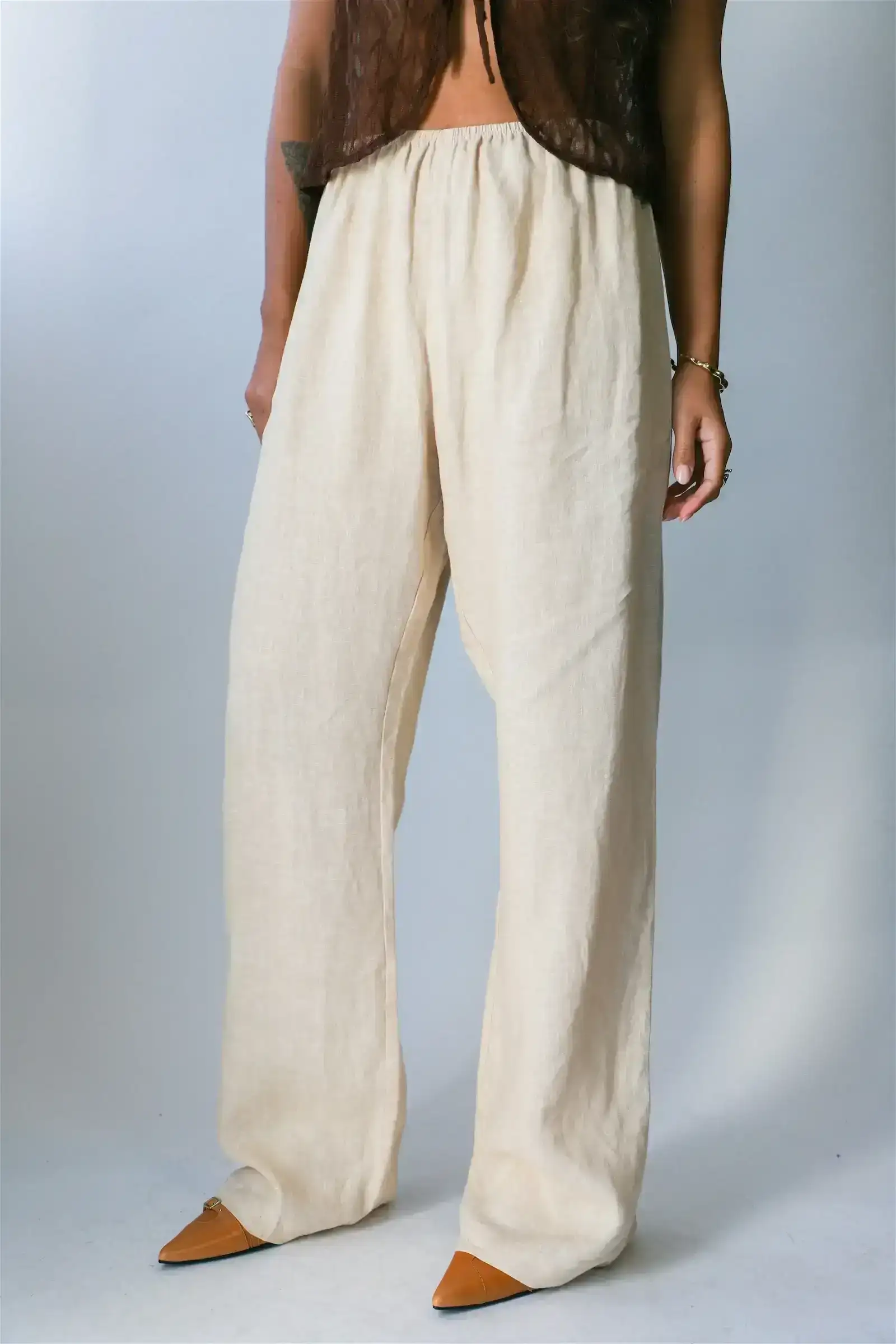 Image of Sesame Linen Simple Pant