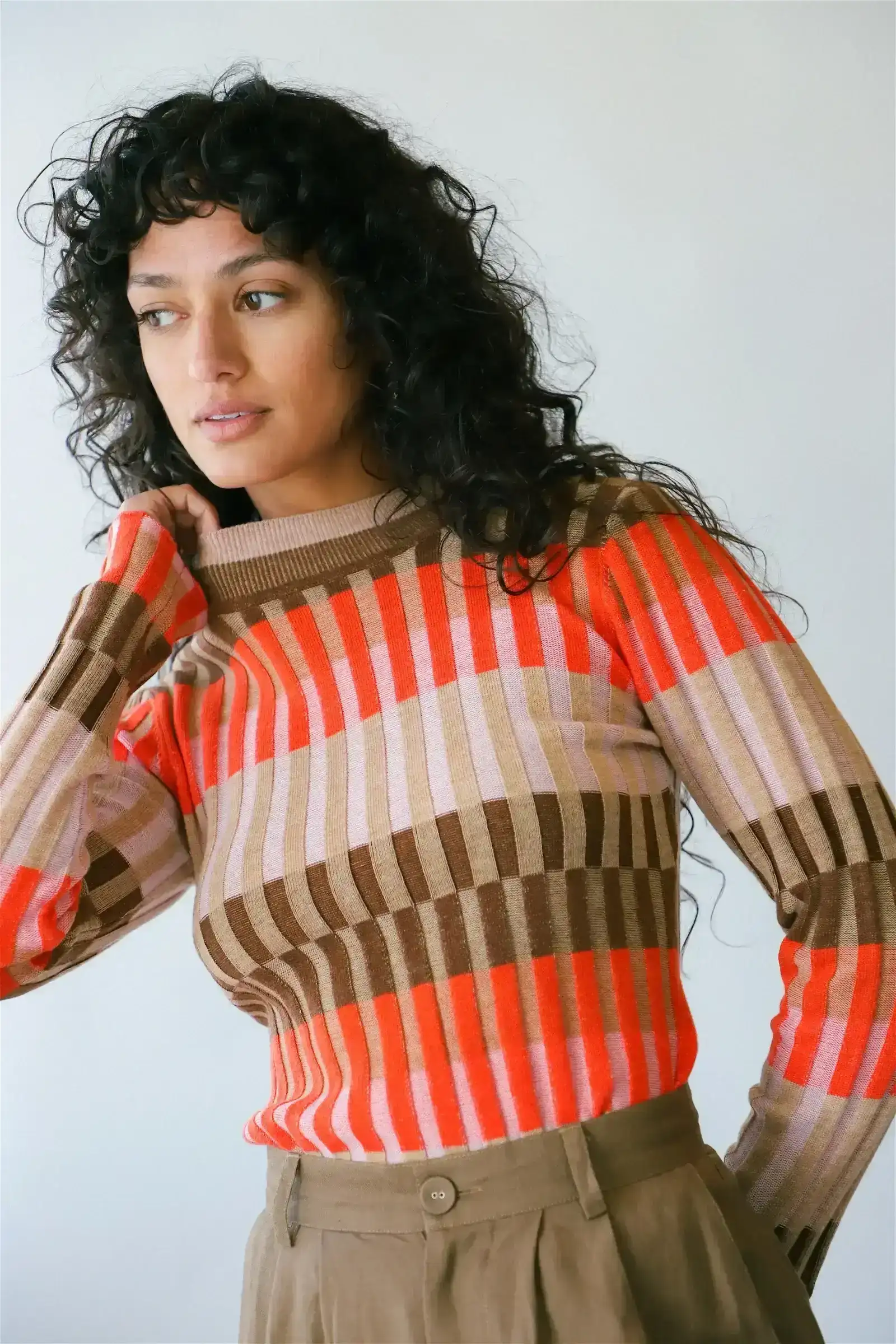 Image of Orange Block Bodhi Top