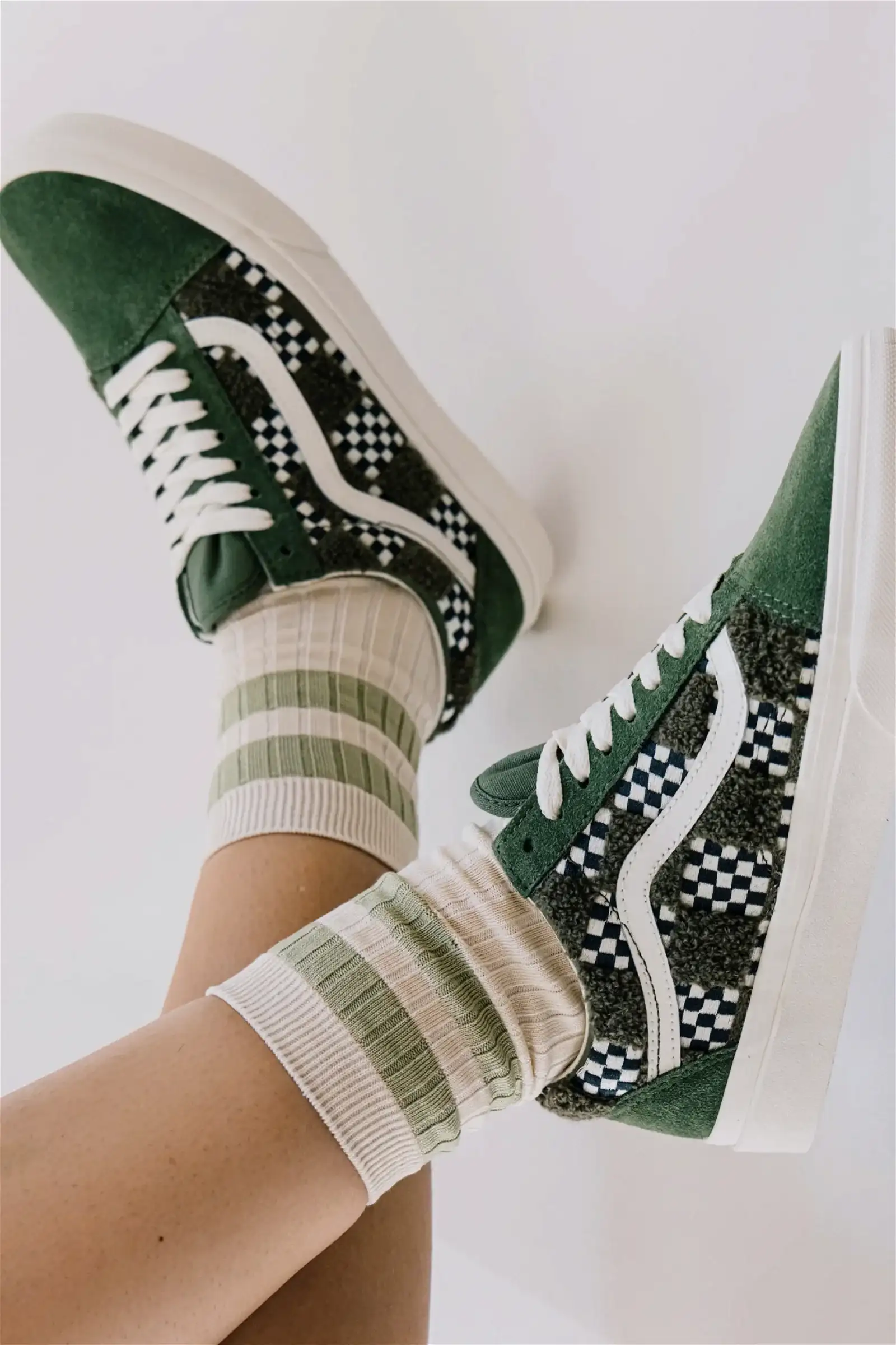 Image of Loden Green Tufted Check Old Skool<br>Now \\$48.30