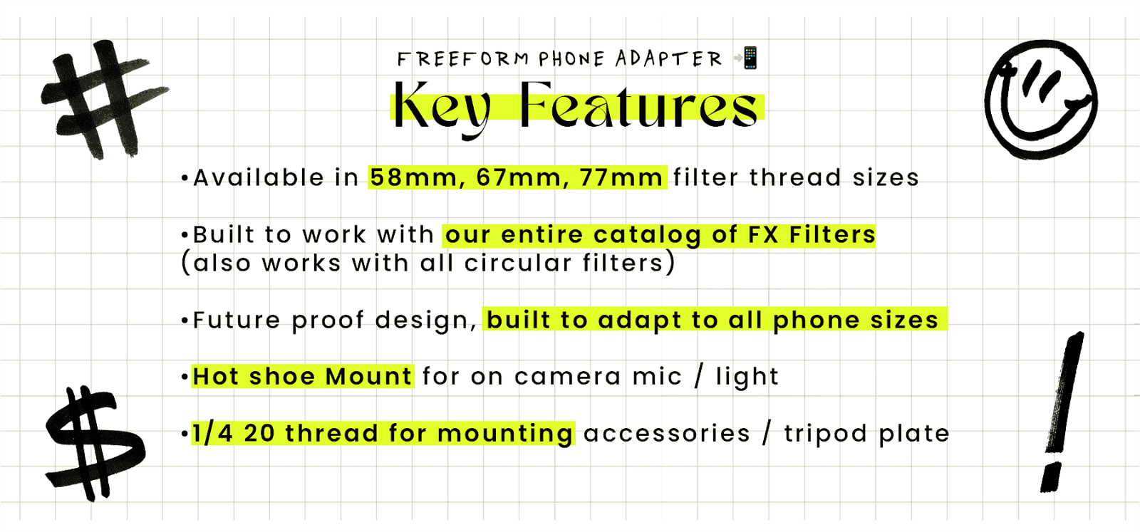 These are some of the key features of our Freeform Phone Adapter