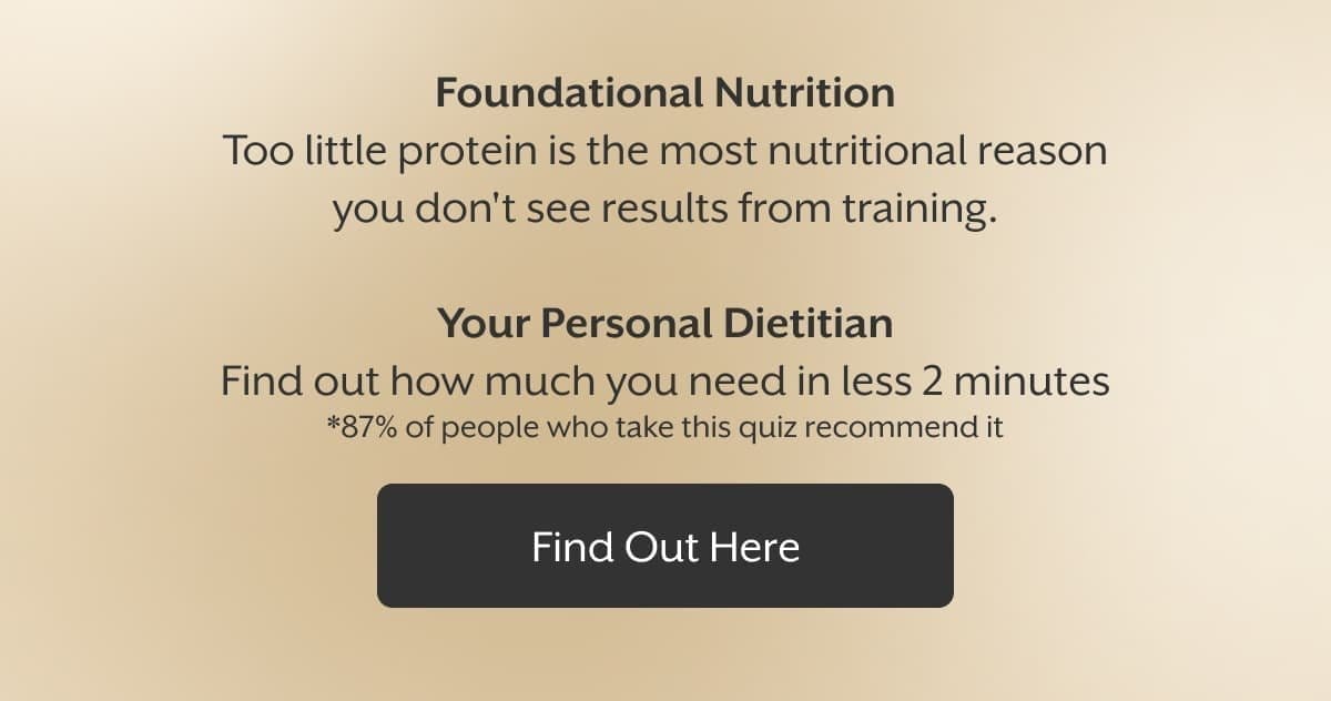 Did you know: Too little protein is one of the most common reasons you don’t see results from training. Step up your training.  Find out how much you need in <20 seconds. | Calculate Your Protein