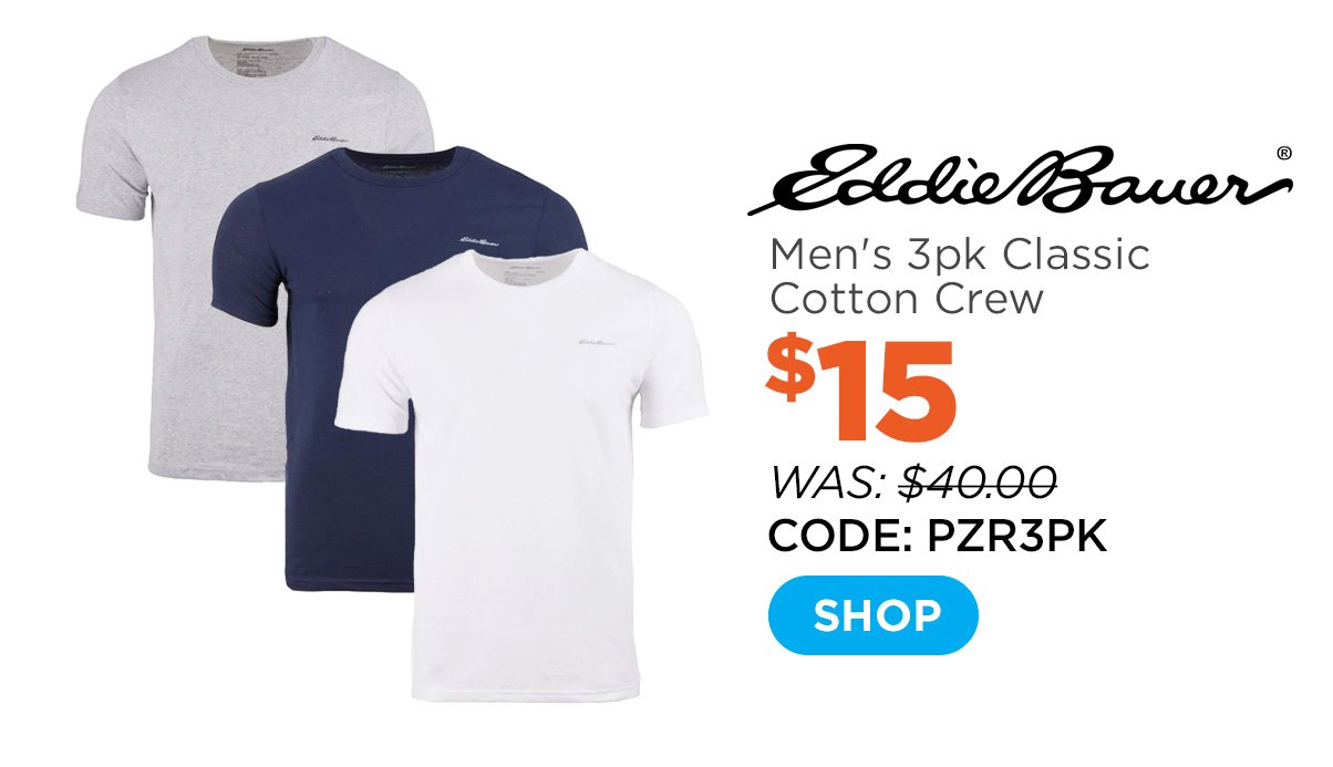 Eddie Bauer Men's 3pk Classic Cotton Crew