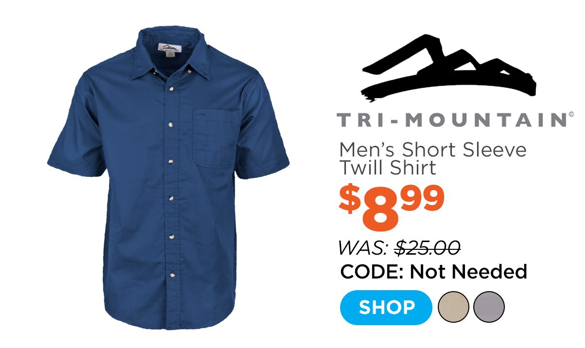 Tri-Mountain Men's Recruit Short Sleeve Twill Shirt