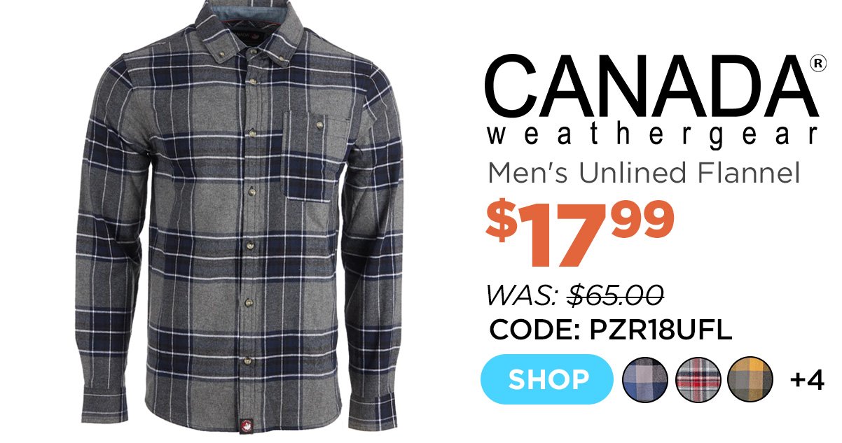 Canada Weather Gear Men's Unlined Flannel