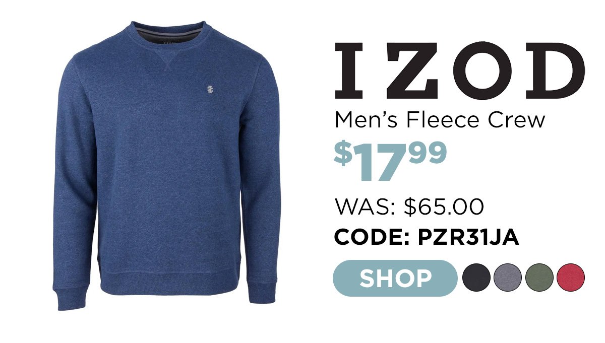 IZOD Men's Jasper Fleece Crew Pullover