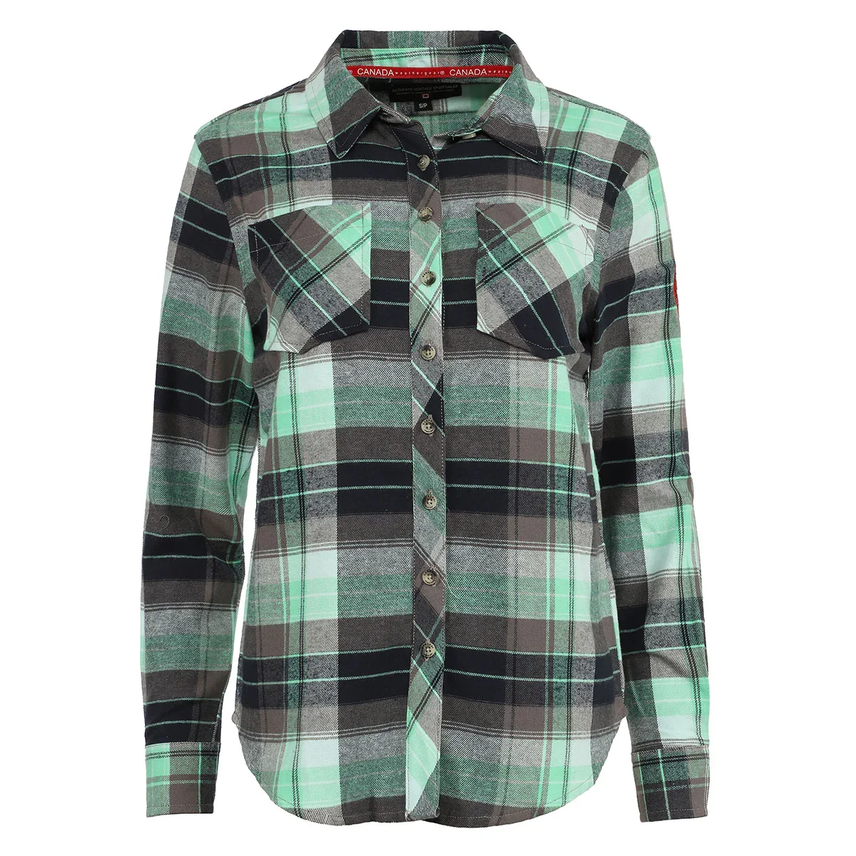 Image of Canada Weather Gear Women's 2 Pocket Plaid Button Up Long Sleeve Shirt