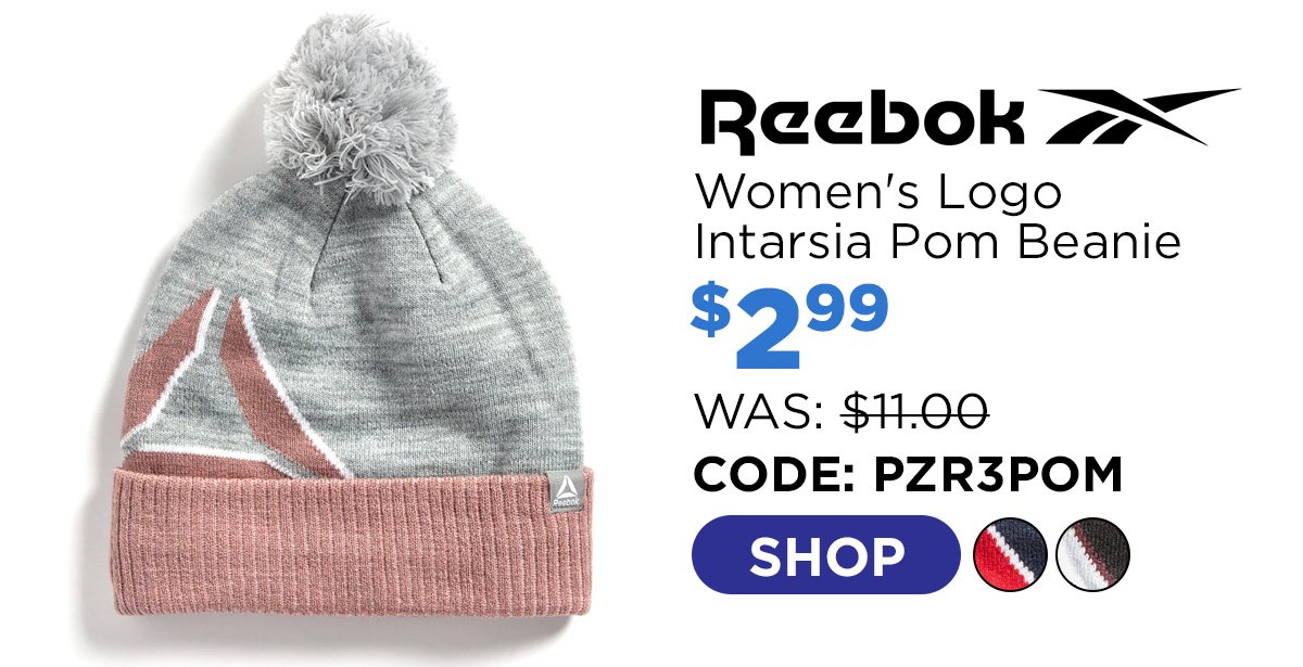 Reebok Women's Logo Intarsia Pom Beanie