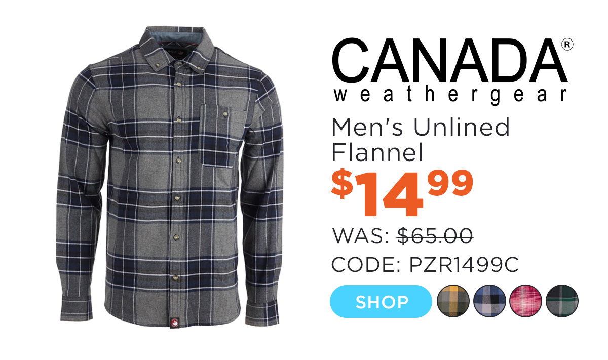 Canada Weather Gear Men's Unlined Flannel