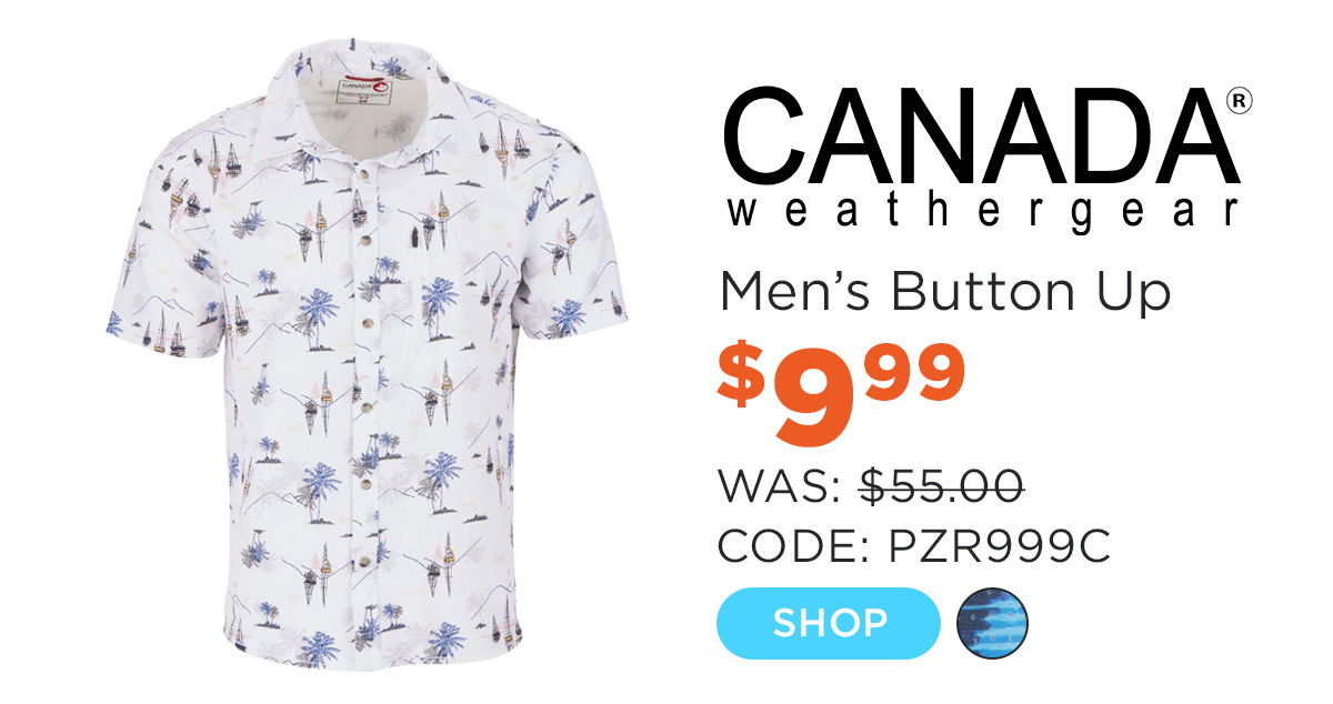 Canada Weather Gear Men's Perforated Button up Short Sleeve Shirt