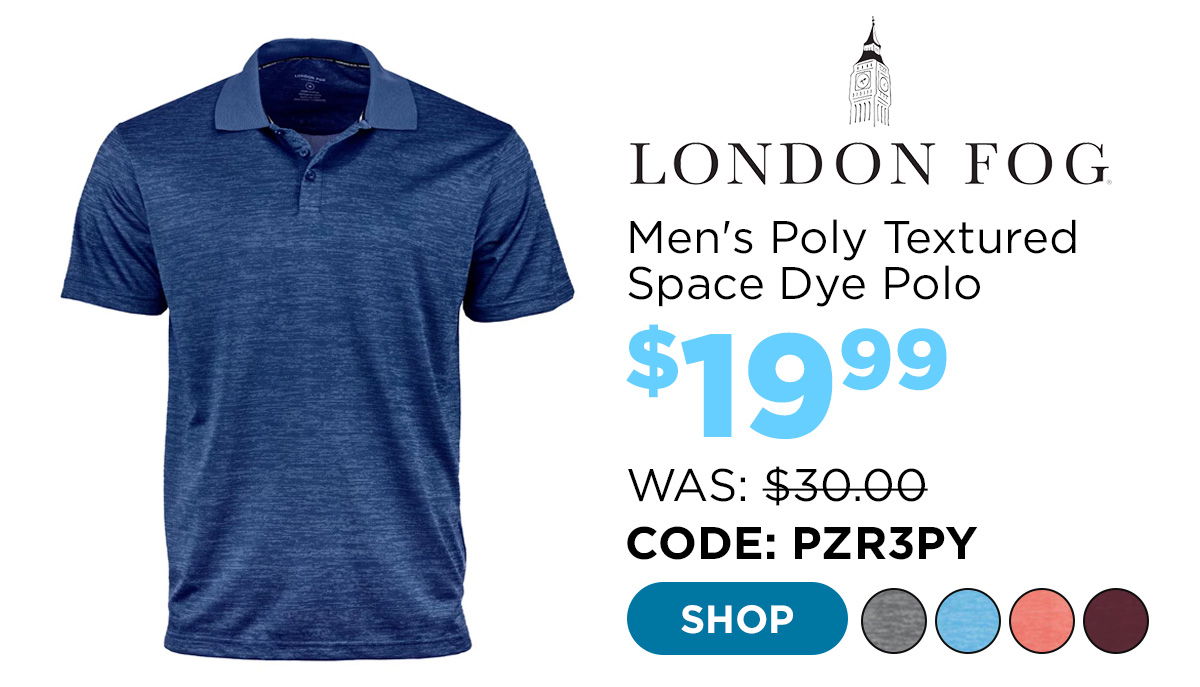 London Fog Men's Poly Textured Space Dye Polo