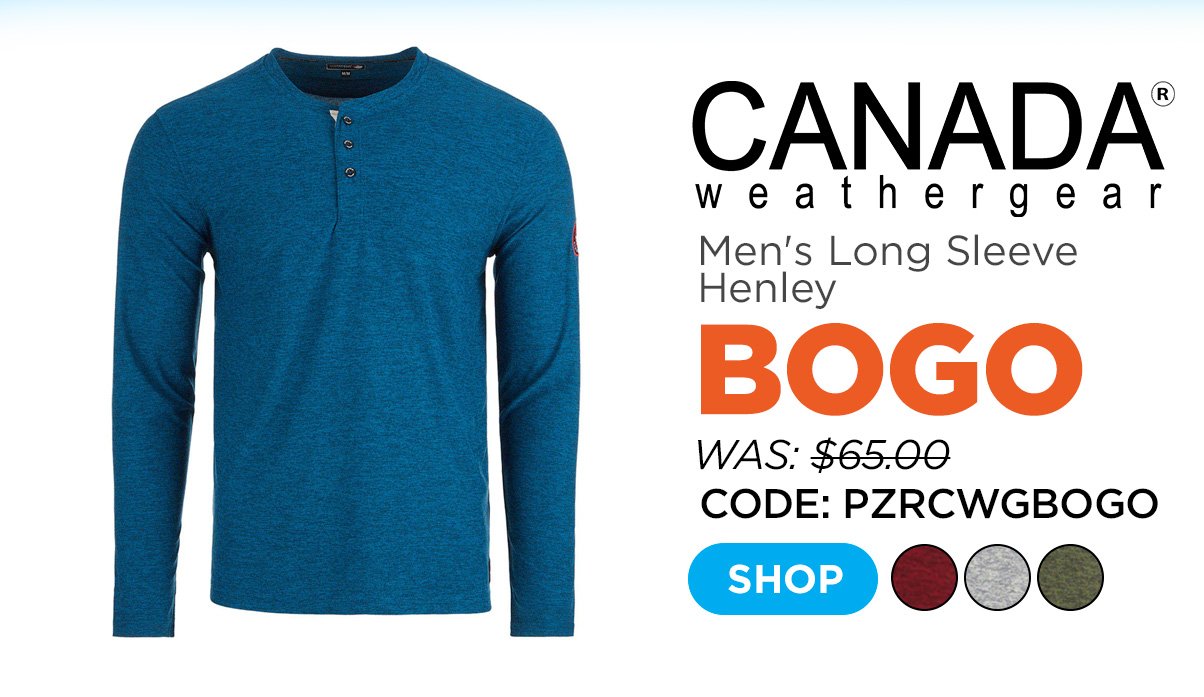 Canada Weather Gear Men's Long Sleeve Two Tone Supreme Soft Henley