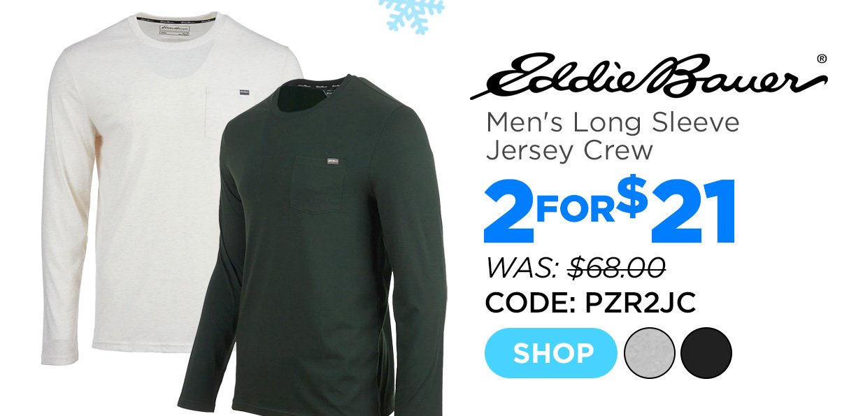 Eddie Bauer Men's Long Sleeve Jersey Crew with Chest Pocket