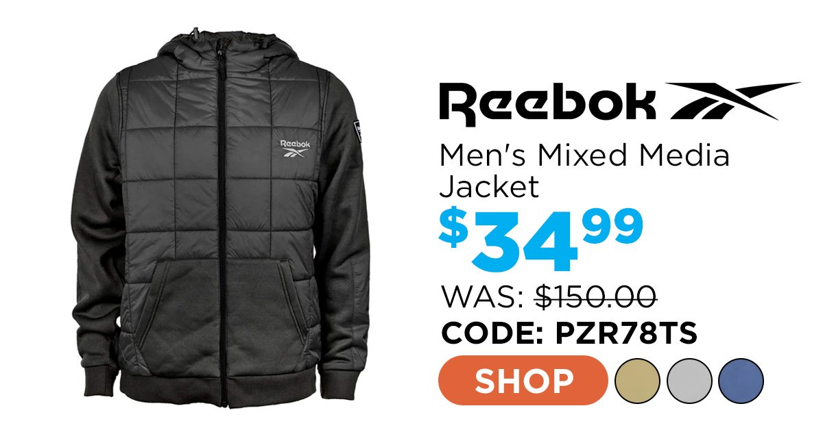 Reebok Men's Mixed Media Jacket with Tricot Sleeve