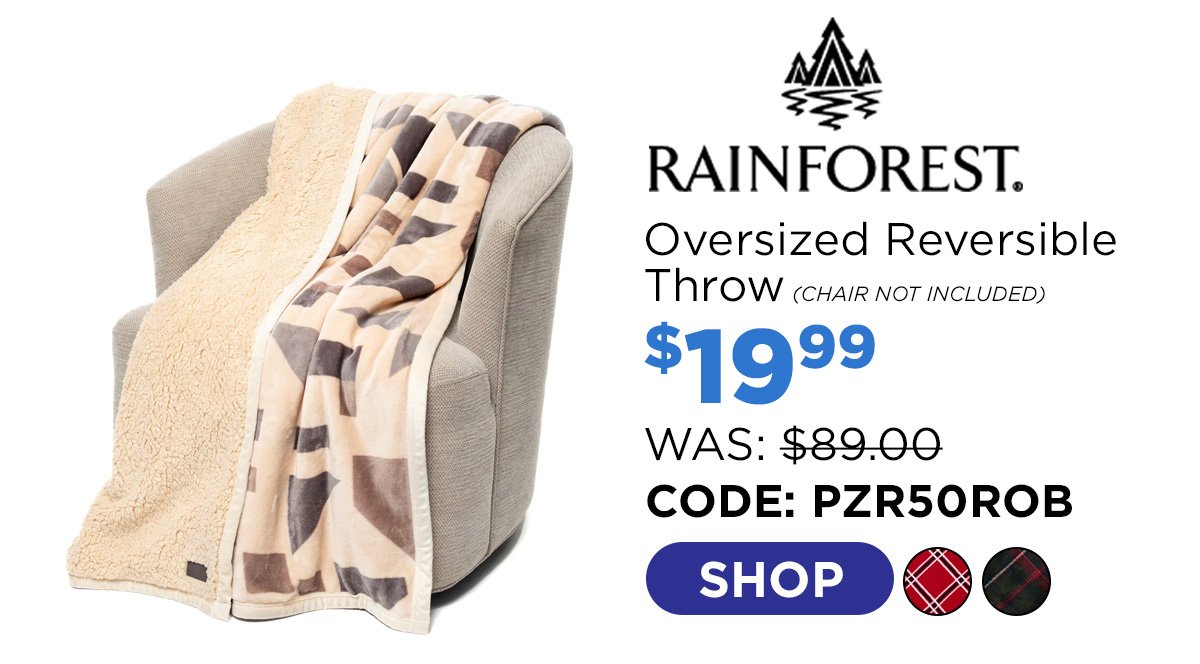 Rainforest Oversized Brushed Printed Reversible Throw Blanket