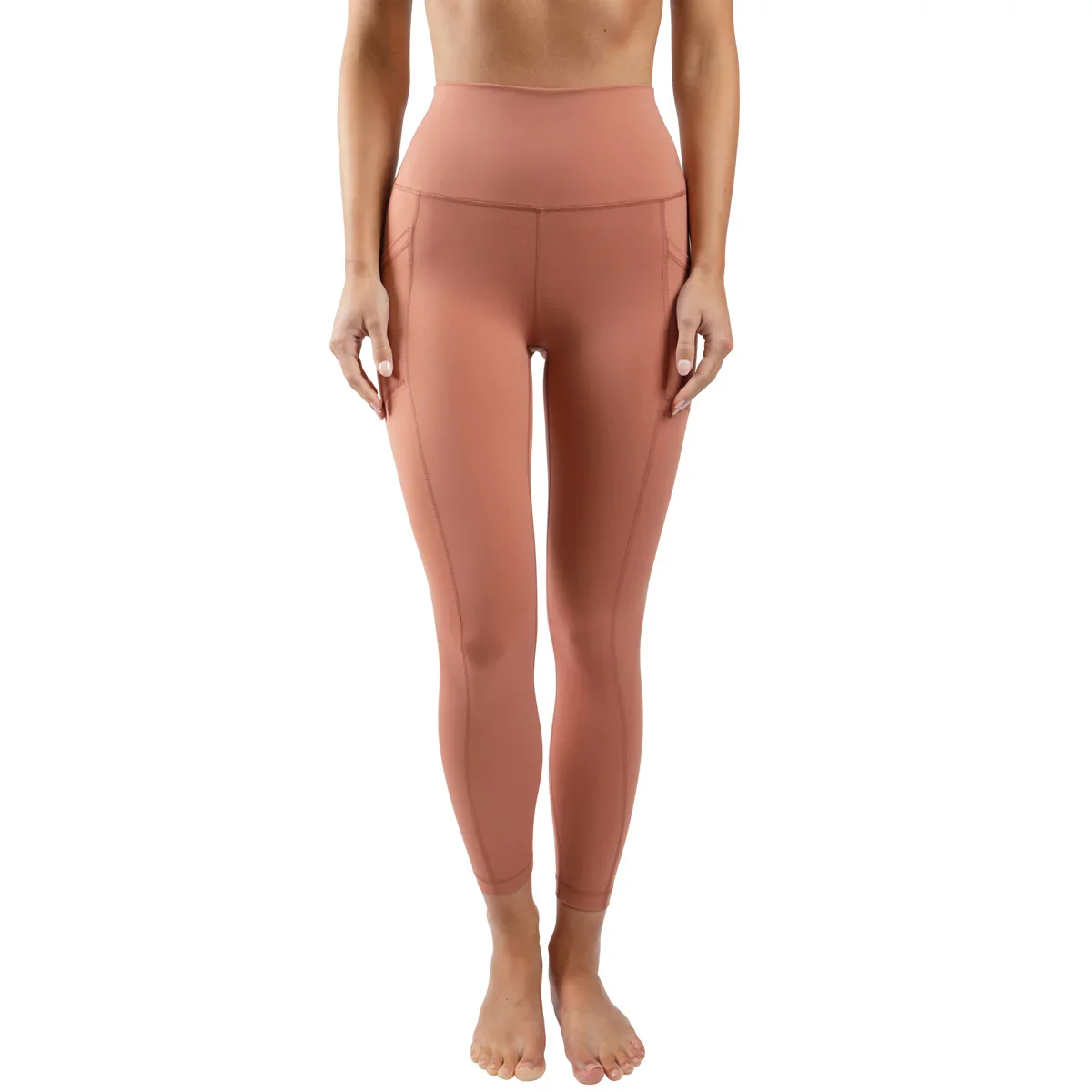 Image of Yogalicious by Reflex Women's Carbon Lux High Waist Elastic Free Side Pocket 7/8 Ankle Legging