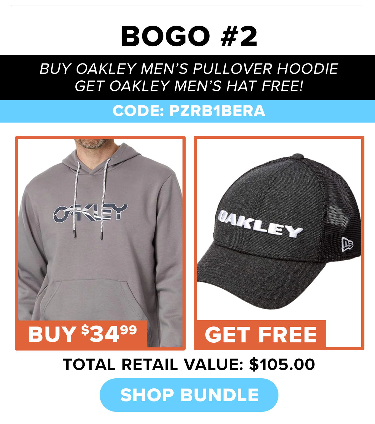 Buy Oakley Men's Swell B1b Pullover Hoodie, Get Oakley Men's Heather New Era Hat Free