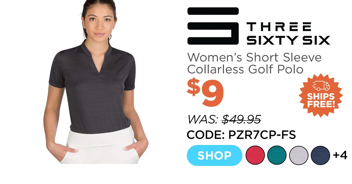 Three Sixty Six Women’s Short Sleeve Collarless Golf Polo