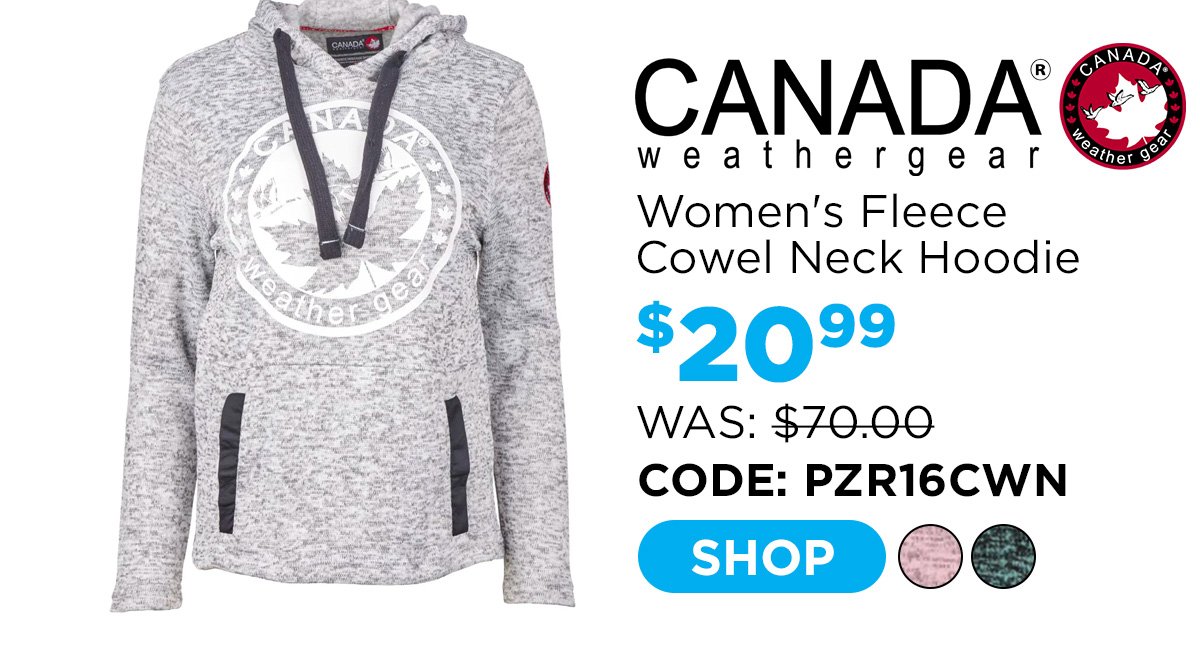 Canada Weather Gear Women's Sweater Fleece Cowel Neck Hoodie