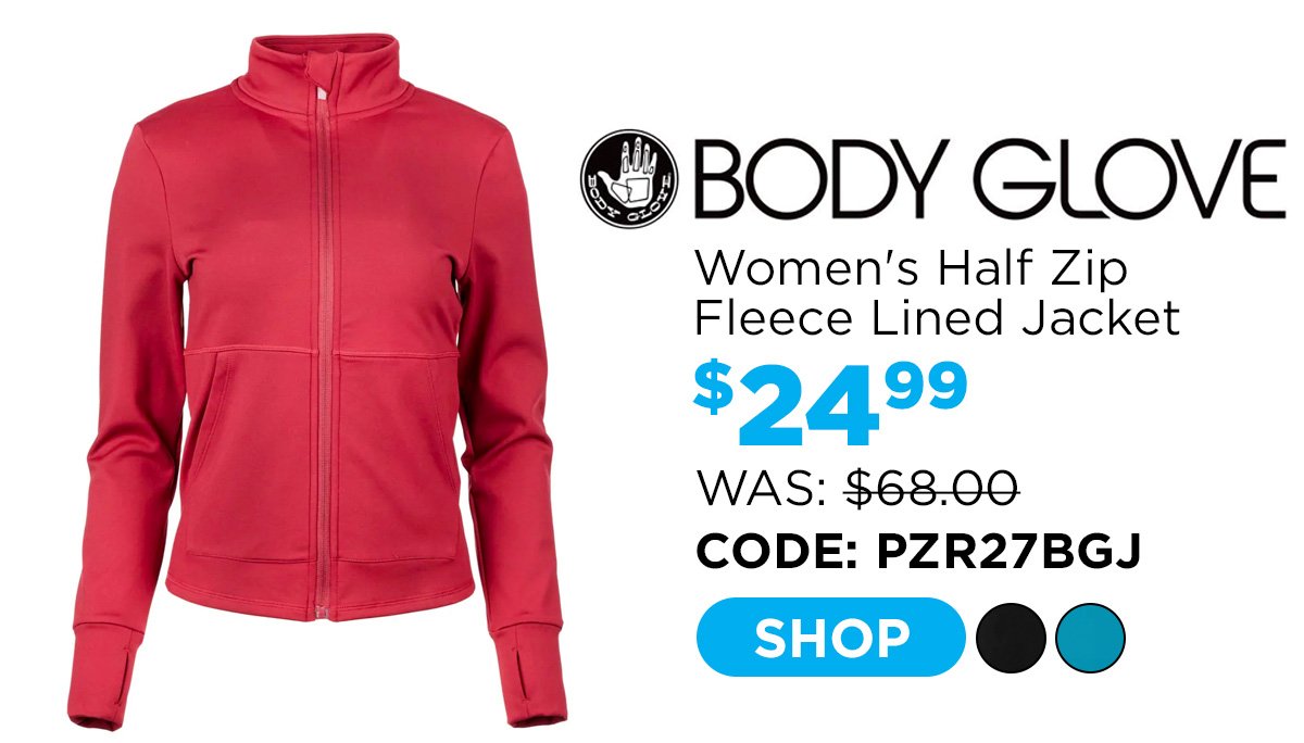 Body Glove Women's Half Zip Fleece Lined Jacket