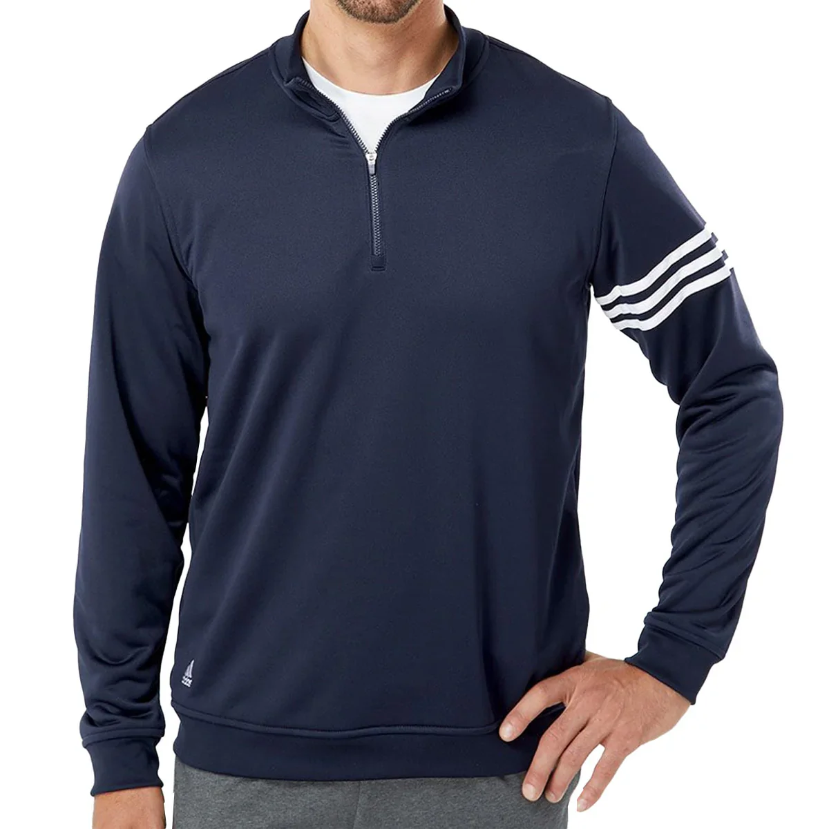 Image of adidas Men's 3-Stripes French Terry Quarter-Zip Pullover